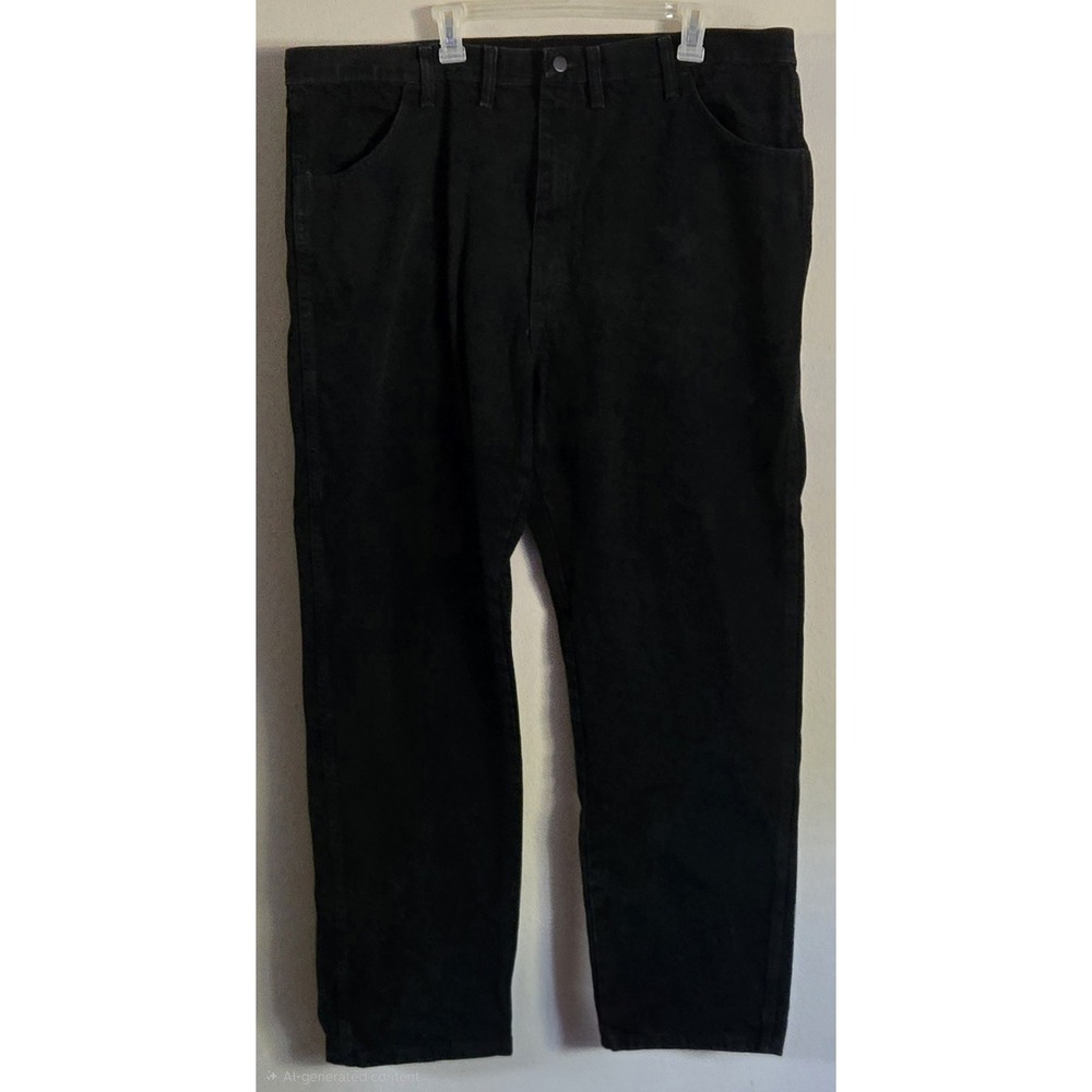 Rustler Mens Regular Fit Straight Leg Heavyweight Black Denim Jeans 44 x 32‎
